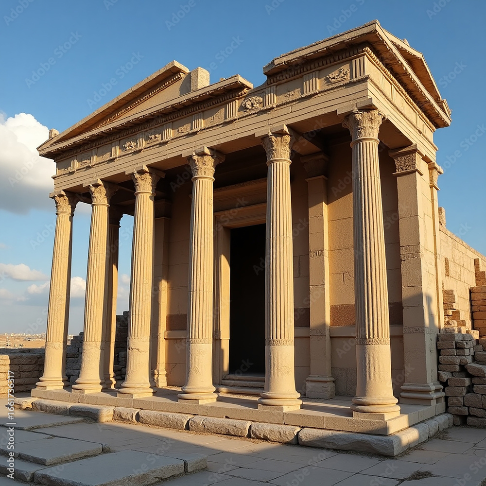 Naklejka premium Ancient Temple of Apollo, a classical Greek landmark with towering columns against a clear sky, an acropolis of history in Athens