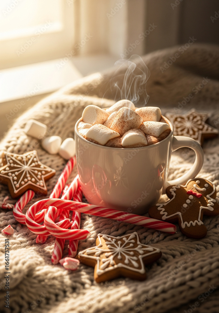 Fototapeta premium mug with cocoa and marshmallows