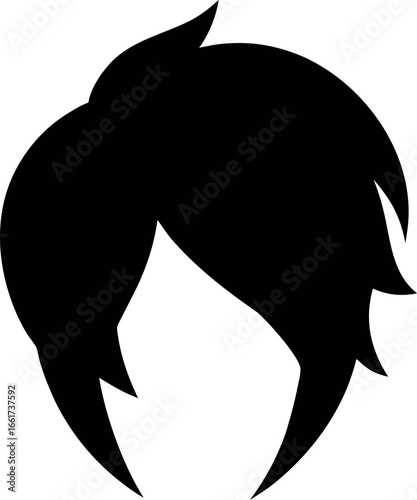 Jagged Layered Hair Silhouette with Side Fringe