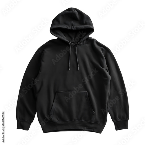 Black Hoodie with Drawstring and Pocket clothing apparel