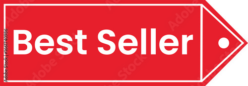 A classic and effective "Best Seller" tag, designed to highlight top-selling products and build customer trust. The bold white text stands out on a solid red background, framed by a clean white border