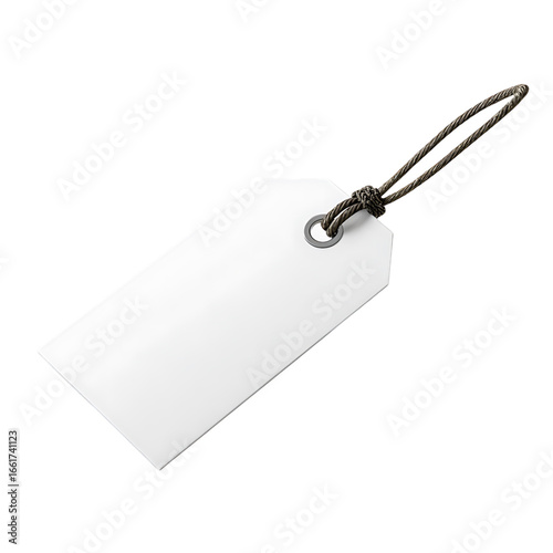 White Rectangular Tag With Twisted Rope On Black price tag