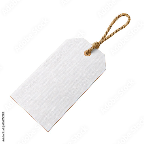 Textured White Tag With Jute String On Black price tag