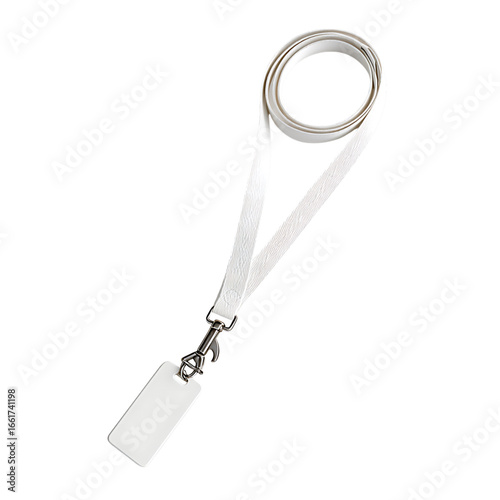 White Lanyard with ID Card Holder and Clip on Black