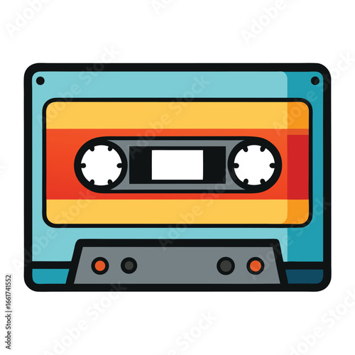 Retro cassette tape illustration with a vintage aesthetic perfect for music nostalgia and retro design projects