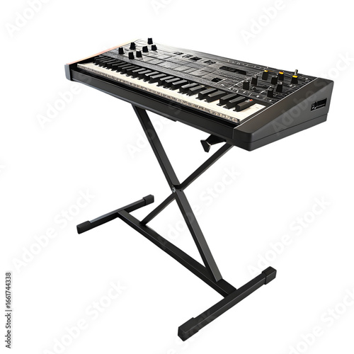 Synthesizer with stand 3d rendering isolated on transparent background