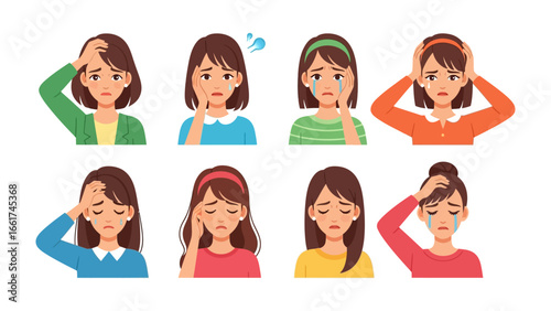Expressing Despair: A collection of figures portraying varying degrees of emotional distress, each capturing a different aspect of sadness or despondency.