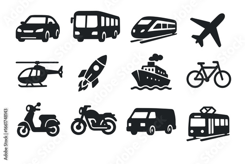 Wallpaper Mural Transport icons collection: cars, buses, trains, and more Torontodigital.ca