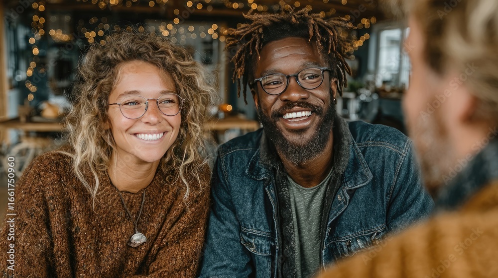 Obraz premium Young multiracial couple meeting with financial advisor using a touchpad during a consultation