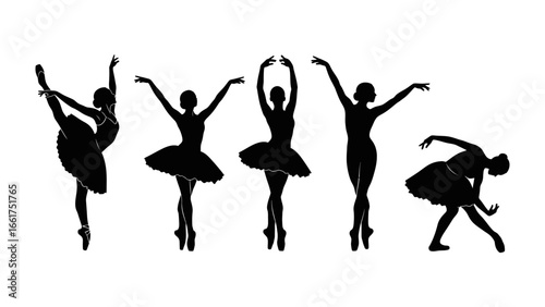 Graceful Silhouettes: A collection of ballet dancers in a series of elegant poses. Capturing the beauty and precision of ballet.