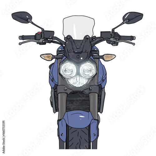 Motorcycle headlight on a white 