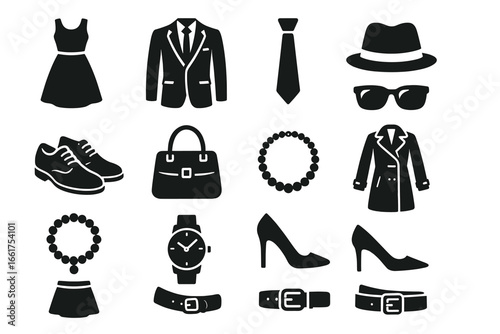 Silhouette collection of fashion accessories and clothing items