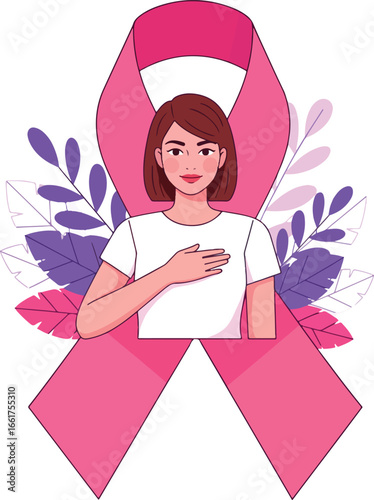 Breast cancer awareness month support ribbon illustration