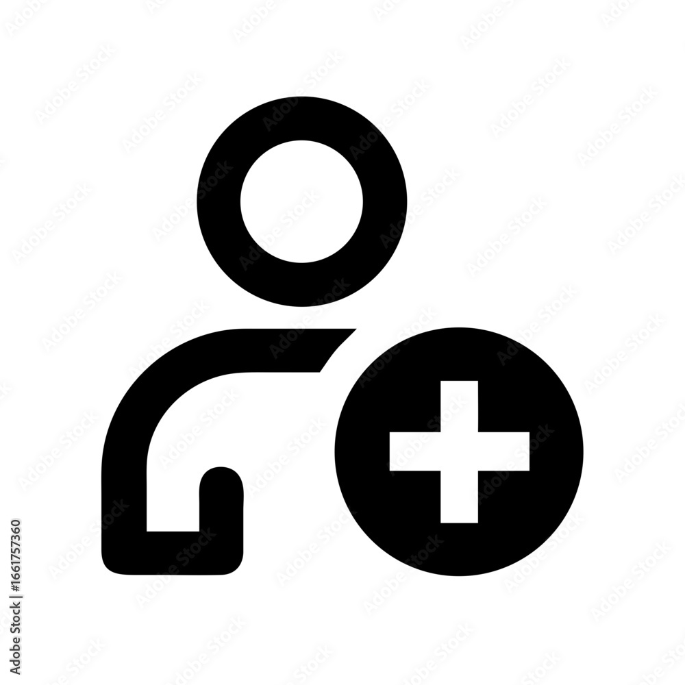 Obraz premium Add new user account profile member plus sign icon vector graphic illustration for web and application design