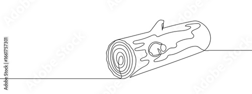 Log, continuous, hand drawn vector line, editable stroke.