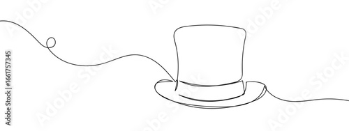 Magician's Top Hat Continuous Line Vector Hand Drawn Editable Stroke