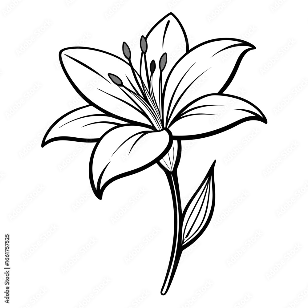 Obraz premium line art zephyranthes robusta vector 
