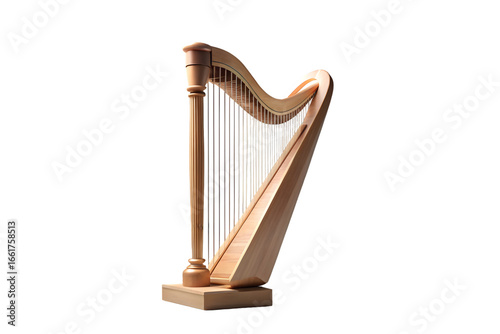 Harp 3d rendering isolated on transparent background