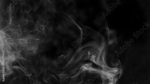 Detail Shot of Atmospheric Smoke Slowly Floating on Black Background