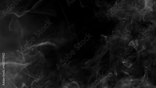 Detail Shot of Atmospheric Smoke Slowly Floating on Black Background
