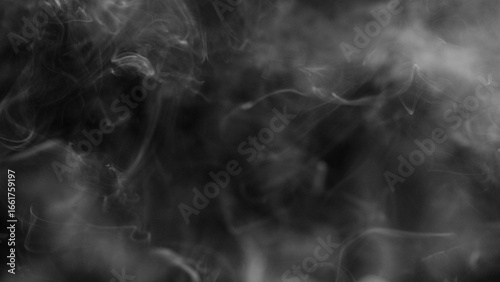 Detail Shot of Atmospheric Smoke Slowly Floating on Black Background