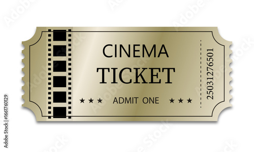 Movie ticket template on white background.