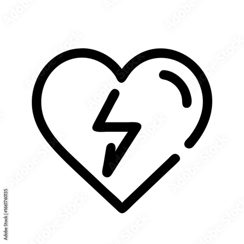 Heart health lightning bolt icon vector illustration for medical and healthcare design projects isolated on white