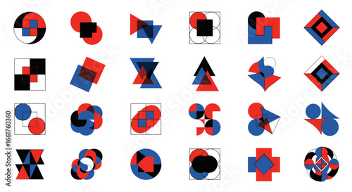 Free Download Collection of abstract geometric shapes in red blue and black colors - GFXLoad