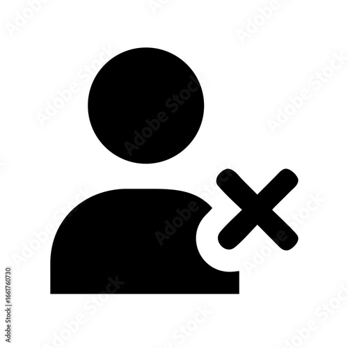 Remove user account profile delete member cross icon symbol sign person silhouette black vector graphic 