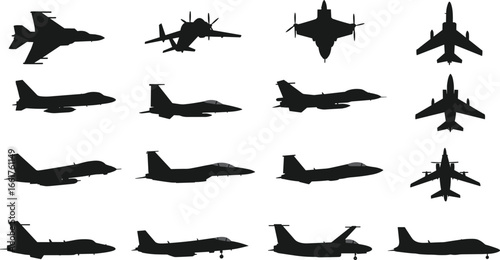 Fighter jet silhouette, military aircraft vector, warplane design, combat airplane illustration, aviation icon, modern jet graphic, stealth aircraft, supersonic plane, air force
