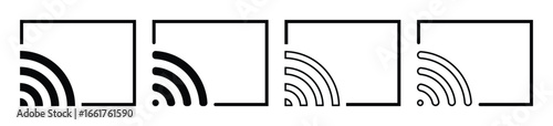 Screen cast Icon Set – Flat, Thin Outline and Vector Screen Recording Symbols for Web and App.