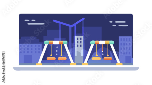 Illustration of playground swings in city park for children recreation and outdoor activity fun time