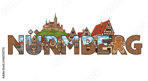 Nuremberg City Landmark Illustration with Germany.
