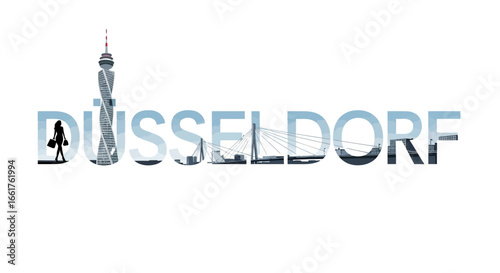 Dusseldorf Skyline Text with Germany.