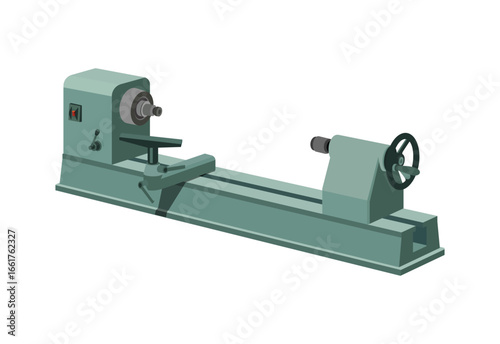 Vector Illustration lathe on white background - Woodworking Power Tool