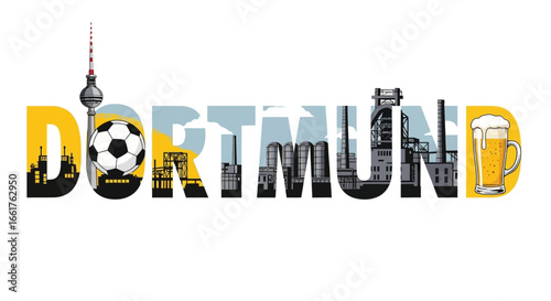 Dortmund with Germany Landmarks and beer Vector.