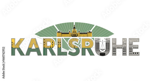 Karlsruhe Germany with Cityscape, Travel, and Vector.