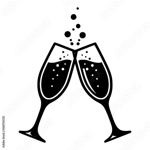 Cheers to Celebration: A captivating depiction of celebration and merriment, with champagne glasses clinking together. A perfect visual for events, gatherings, and toast.