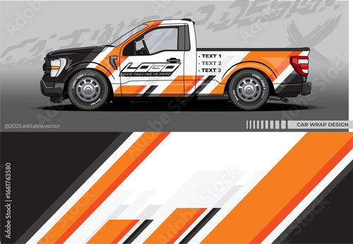 Car Wrap Design. Livery decal car vector with white orange colour. Sticker full body car suitable for racing, rally and daily use