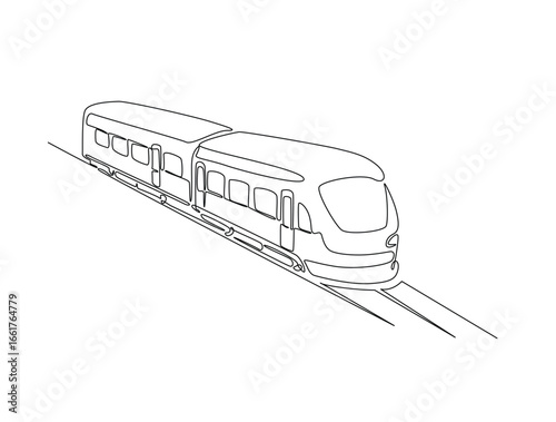 Continuous line art drawing of locomotive train. Train in single line art drawing vector illustration. Editable stroke.