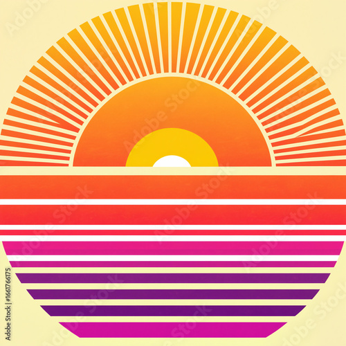 textured retro sunset graph...
