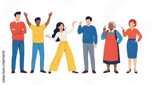 Diversity in Unity: A collection of diverse individuals stands together, united in their differences, ready to contribute their unique perspectives and skills.