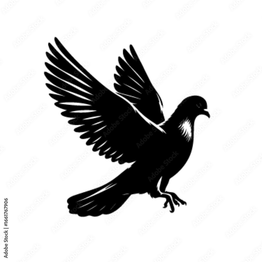 Obraz premium Realistic Flying Pigeon Bird Vector Illustration