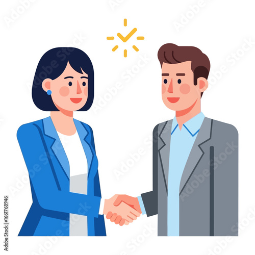 Business Handshake Agreement: A partnership is sealed with a handshake, embodying trust, respect, and a successful agreement, as a symbol of the finalization.