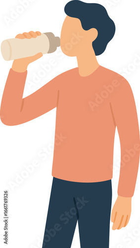 Man drinking water from bottle in casual outfit