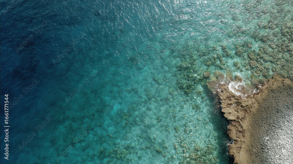 Fototapeta premium aerial view crystalclear waters of ocean revealing breathtaking coral reefs below