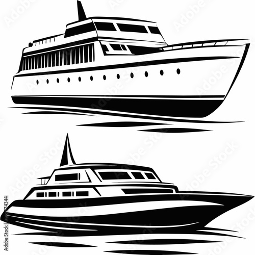 Luxury yachts cruising on water, perfect for travel, leisure, and commercial boating projects