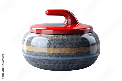 Curling stone 3d rendering isolated on transparent background