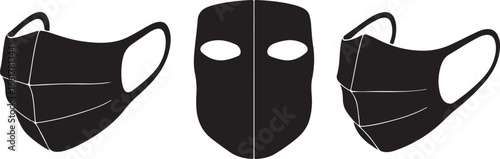 Black face masks with ear loops protective mask black mask