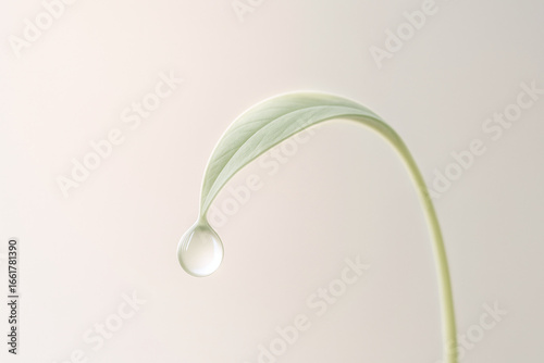 Single Water Droplet on Leaf, Minimalist Nature Photography